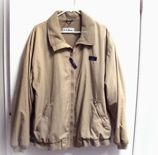 Vintage LL Bean Khaki Tan Nylon Fleece Lined Zip Warm-Up Jacket Men  s X Large