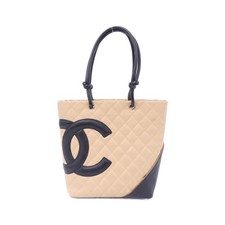 Chanel Cambon Line Calf Bag Women Beige One Size