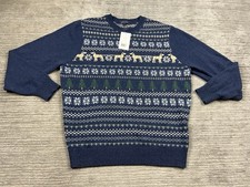 Crown  Ivy Blue Empire Dogs Lambswool Blend Holiday Sweater Mens Large NWT