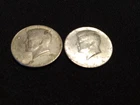 1964 Kennedy Half dollars 90% Silver  Qty 2 Circulated Good condx 2JFK-4