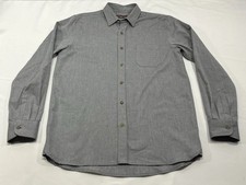 ALEXANDER OLCH Men  s Large Gray Twill Soft Cotton Flannel Shirt Handmade in NY