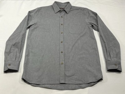 ALEXANDER OLCH Men s Large Gray Twill Soft Cotton Flannel Shirt Handmade in NY