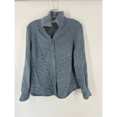 Canyon Road Blue Textured Button Up Shirt Top Women's Size M