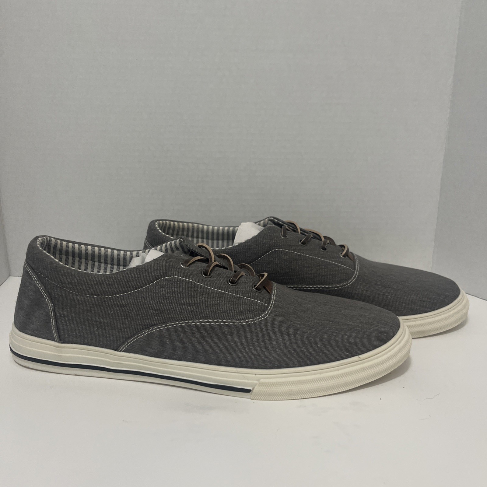 SAOLA Nuovo! Scarpe da barca Nordstrom opinione pubblica Huntington Oxford tela grigio uomo 13