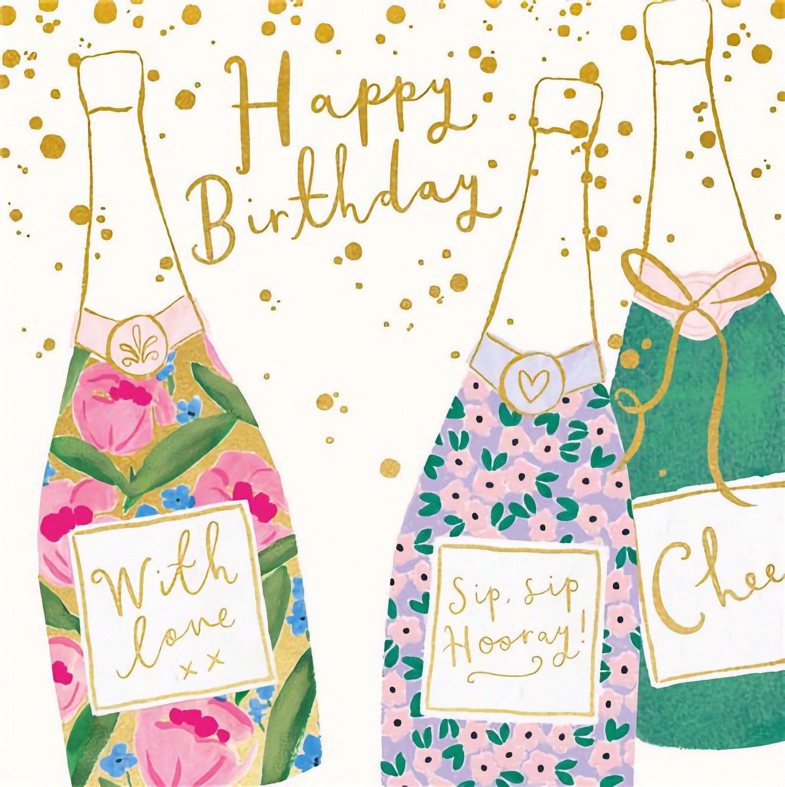 Happy Birthday Card Champagne Female Mum Nan Daughter Sister Auntie Niece Friend