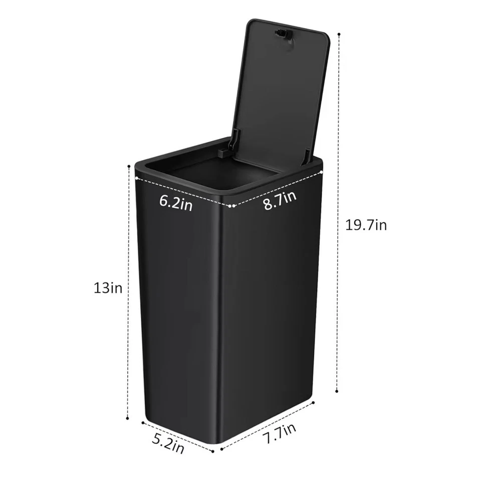 Bathroom Trash Can with Lid, 10 Liter/ 2.6 Gallon Slim Garbage Can, - Image 2 of 4