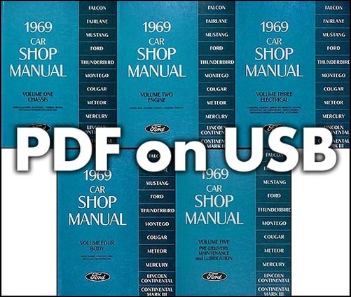 1969 Ford Shop Manuell Auf USB Mustang Torino Ranchero Galaxie Ltd Tbird Falcon-image