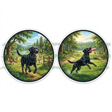 Black Labrador Retriever Dog Pet Vinyl Decal Sticker 2 Pack E