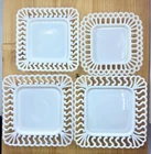 Vtg Westmoreland Milk Glass Square Plates S Lace/Reticulated/Lattice Edges