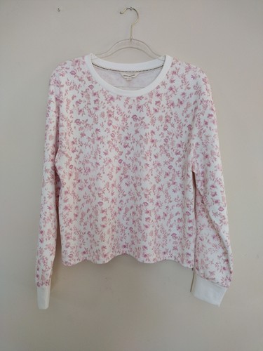 Lucky Brand Top Women' s Large White Pink Long Sleeve Sweatshirt Boho Cottage - Imagen 2 de 8