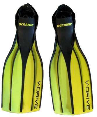 Oceanic V-Drive Professional Diving fins flippers yellow and black