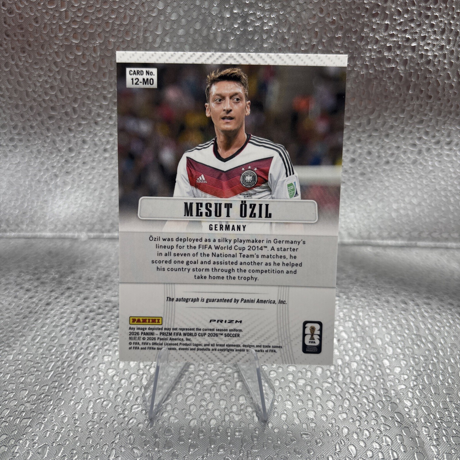 2026 Prizm FIFA World Cup Mesut Ozil 2012 Flashback Auto Pulsar Silver Germany view 2