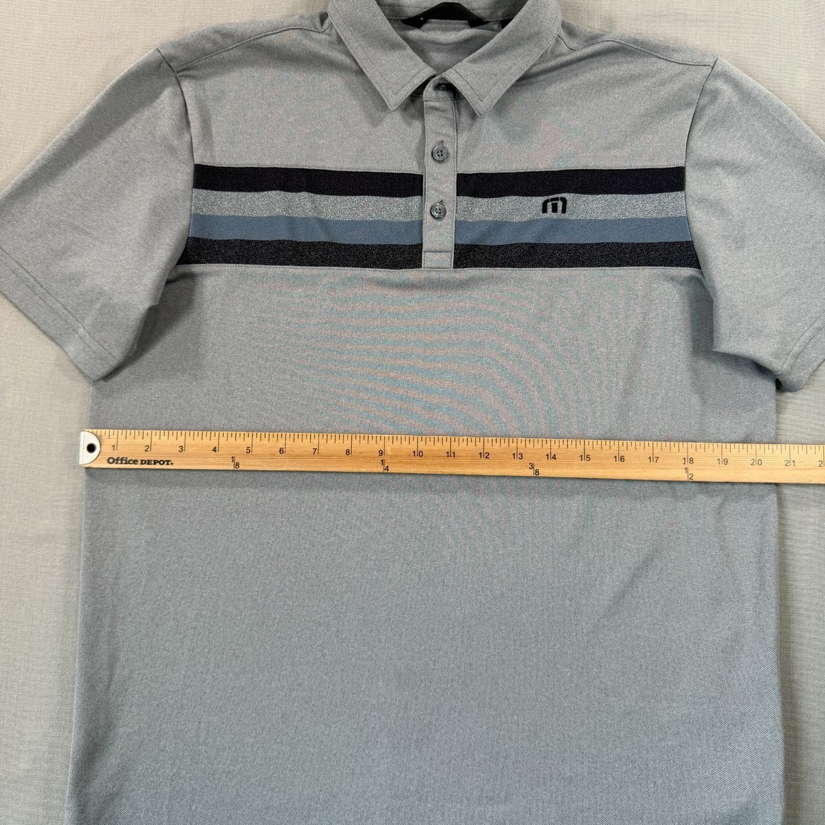 Travis Mathew Private Dock Golf Polo Shirt Mens Medium Gray Rugby Striped 1MW149 View 5