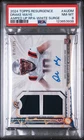 2024 Topps Resurgence Drake Maye Amped Rookie Patch Auto White Surge /125 PSA 8