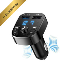 Bluetooth 5.0 FM Transmitter Auto MP3 Player QC3.0 USB Ladegerät Bass Boost LED