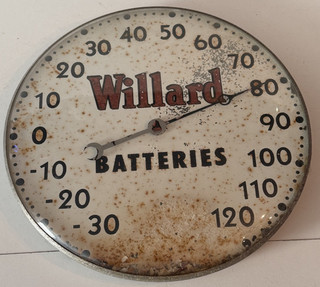 RARE! Antique Willard batteries advertise thermometer as is parts repair!