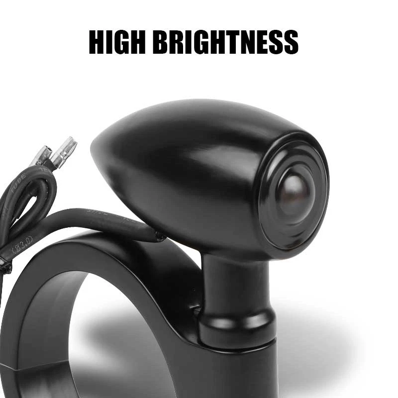 2Pcs Motorcycle LED Turn Signal Lights 41mm Fork Clamp Blinker Amber Indicator - Image 4 of 4