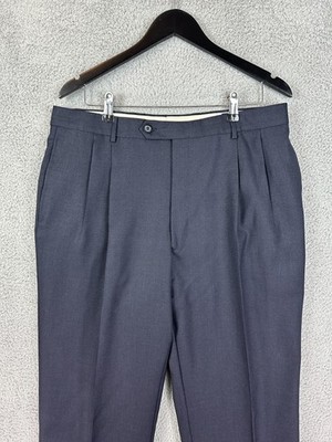 Jos. A. Bank Pants Mens 36R Charcoal Gray Wool Pleated Cuffed Dress Trousers Men