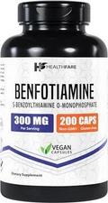 Healthfare Benfotiamine 300mg | 200 Veg Capsules | Enhanced Absorption | Overall