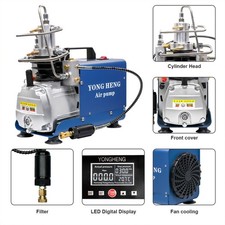 YONG HENG High Pressure PCP Air Compressor LCD Display 4500Psi/300Bar Auto-Stop