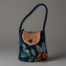 Vintage Felted 100 Wool 3D Floral Flowers Purse Shoulder Bag Boho Hippie Artsy