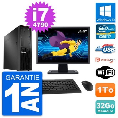 PC Lenovo P300 SFF Bildschirm 22 '' Intel i7-4790 RAM 32Go Scheibe 1To Windows 10