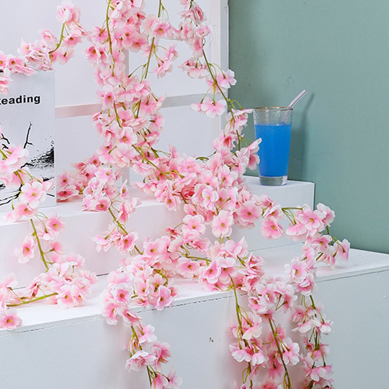 Artificial Vine Cherry Flower Blossom Garland Home Decor For Bedroom