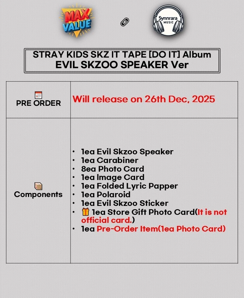 STRAY KIDS SKZ IT TAPE [DO IT] Album EVIL SKZOO SPEAKER Ver/Speaker+etc+POB+GIFT - Bild 2 von 4