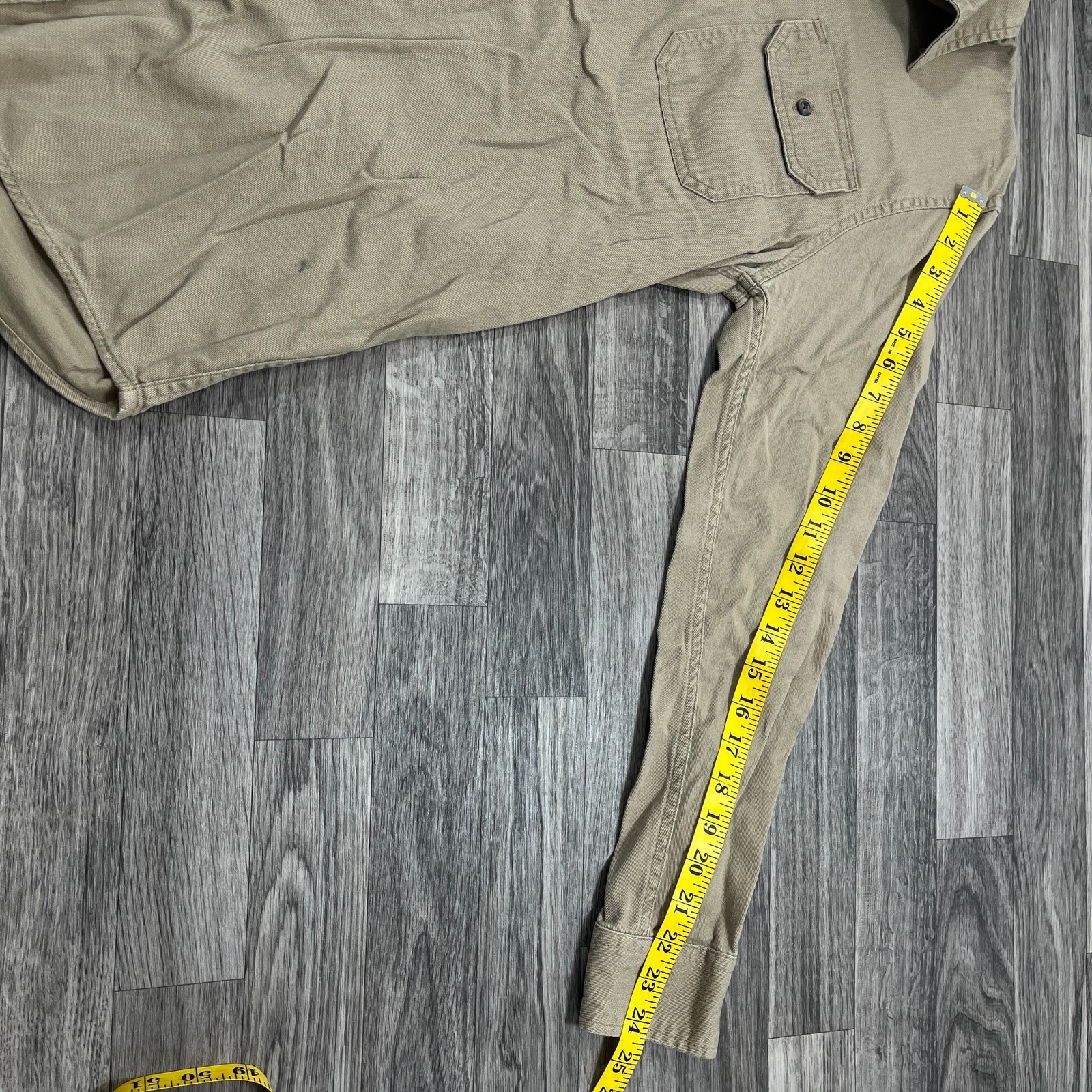 WRANGLER Button Down Collared Long Sleeve Tan Cas… - image 7