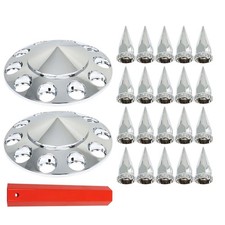 Front Hub Cover Set Chrome Wheel Cover 33mm Nut Covers Spiked Replacement Hub