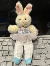 Ophella Cream Bunny Ballerina 8  Plush Russ Pink Tutu Blue Toe Shoes Pink Flower