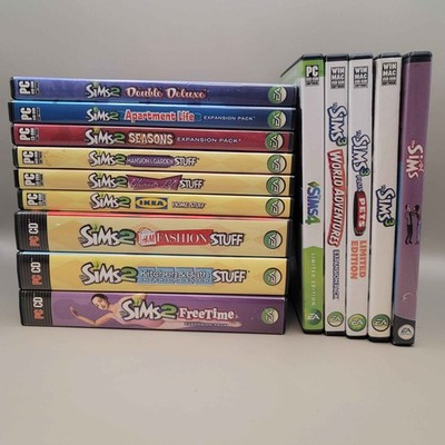 Lot of 14 The Sims 1-4 PC CD Games + Expansion Packs + Stuff Packs 1 2 3 4