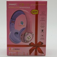 Kids Bluetooth Headphones for Girls Children Teens, LED Glow Light Cat