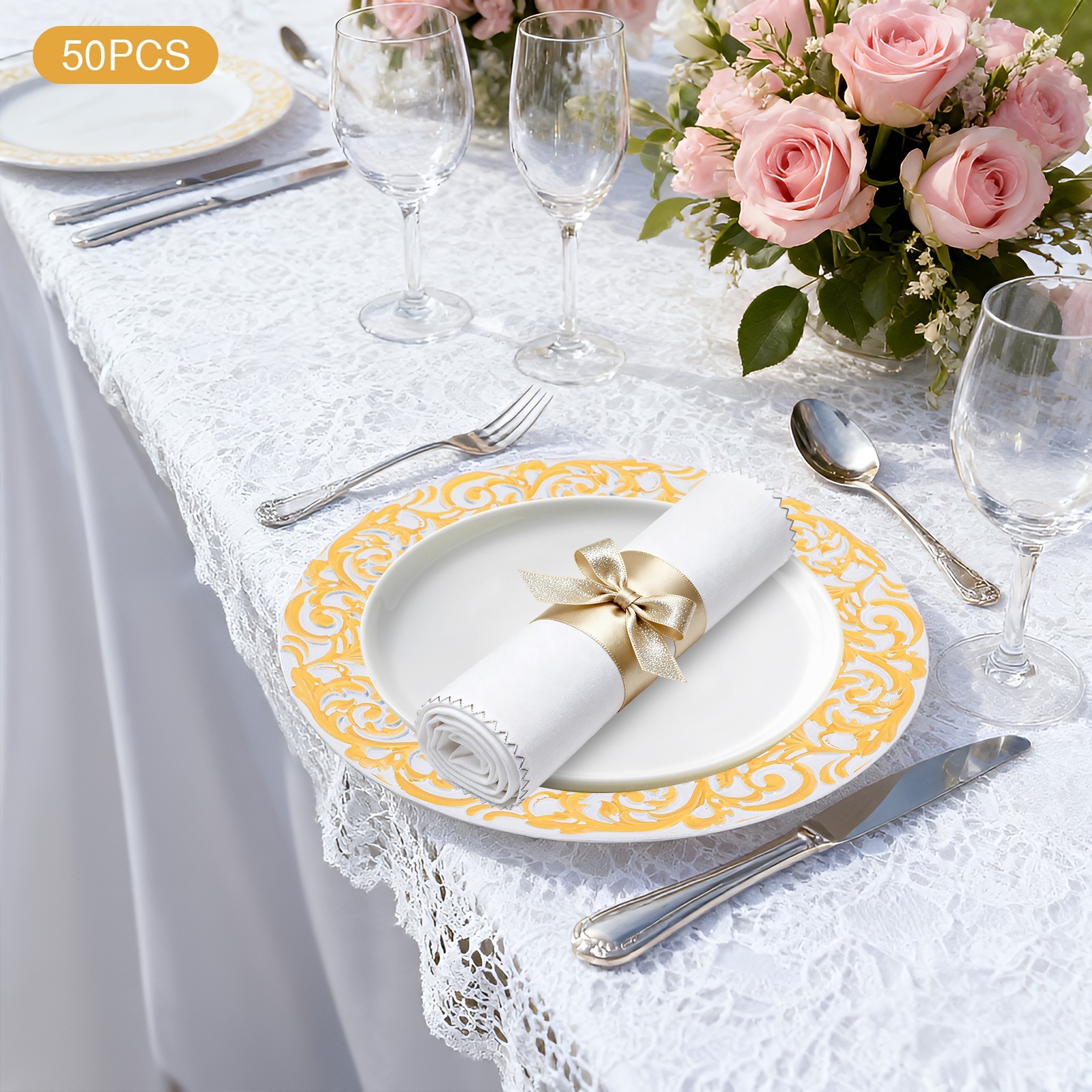 50pcs Antique Charger Plates, Charger Plates Decorative Plate For Table Dinner