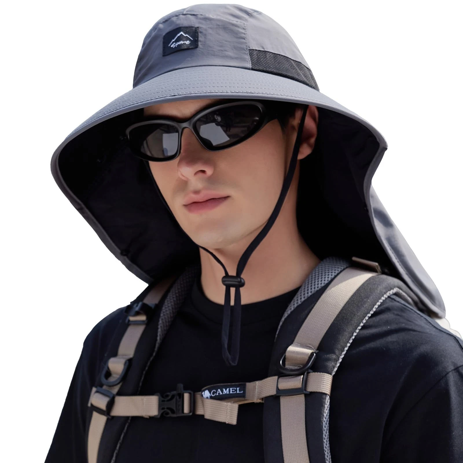 Outdoor Sun Hat for Men Women, UPF50+ Protection Safari Cap Wide Brim Mesh Fi...