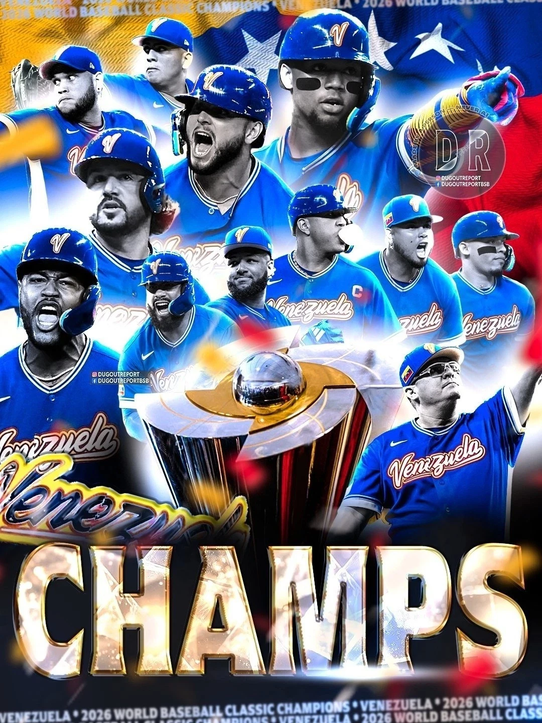 Team Venezuela Baseball 2026 First World Baseball Classic Champions Poster