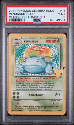 2021 POKEMON CELEBRATIONS CLASSIC COLLECTION #15 VENUSAUR-HOLO PSA 9