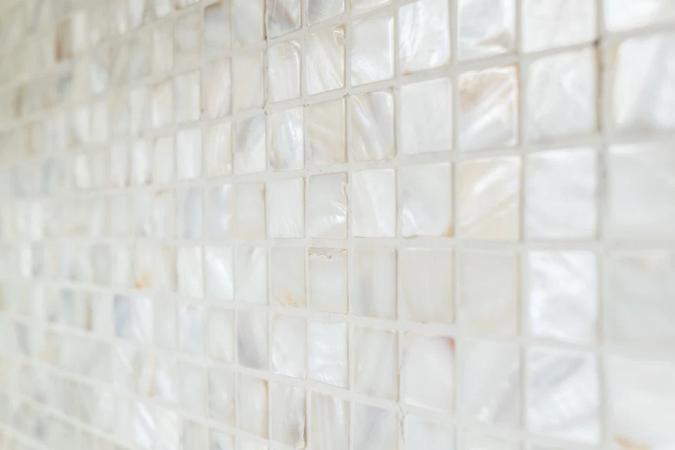 Muschelmosaik Perlmutt Mosaik weiss changiend Fliesenspiegel Wand: 150-SM201_b - Bild 4 von 4