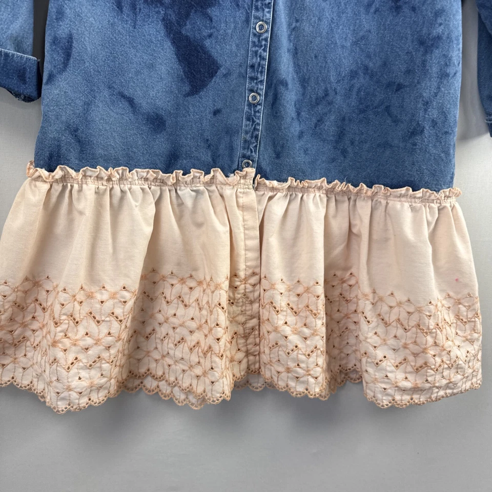 Top túnica artística reciclada talla L denim boho festival ojales reciclar Foto 2 de 4