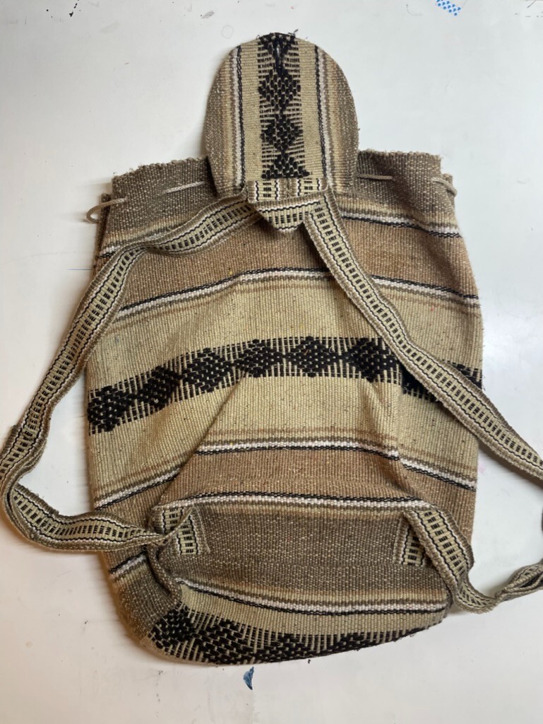 Artisans Pinzon Beige Drawstring Backpack Aztec B… - image 4