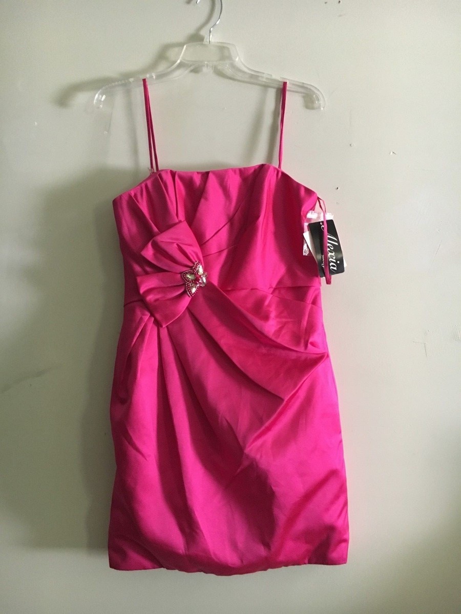 pink by alexia designs prom dresses NWT Size 10 Magenta Ruffle Spaghetti Dress Women Formal Wed Evening gowns Viscose Colors:Rose Pink 828 filter-color-white Midnight Doll Dillards Light