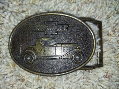 CHEVROLET Vintage Collectible Brass Plated Belt Buckle RJR RJ ROBERTS Co.