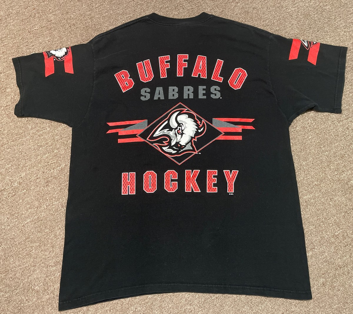 Vintage 90s XL Buffalo Sabres GOAT Head NHL Hockey AOP Graphic