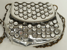 Vtg Steve Madden Purse Clutch Handbag Silver Gemstone Rhinestones Shoulder Strap