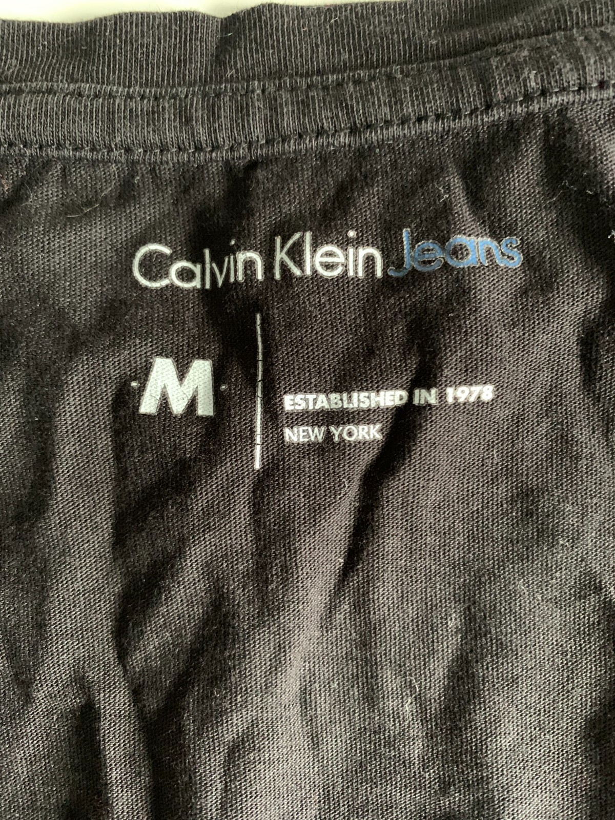 Calvin Klein Jeans Basic Black Men M size  T-shirt  White Logo Chest pocket thumbnail 5