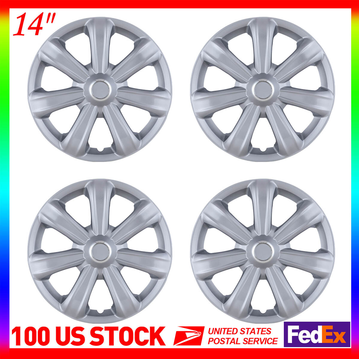 4-Pack 14 Inch Snap-On Wheel Covers for R14 Tires & Steel Rims
