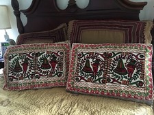 Pair of Mexican Hand-Embroidered Pillow Shams with Otomi-Style Flora and Fauna — listing 5