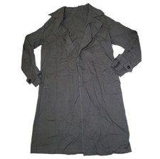 Women's Solid Green Collared Long Sleeved Windproof Trench Coat Size Medium New