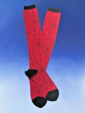 NWT Red Spooky Spiderweb Socks Halloween Women's Knee High Novelty Socks