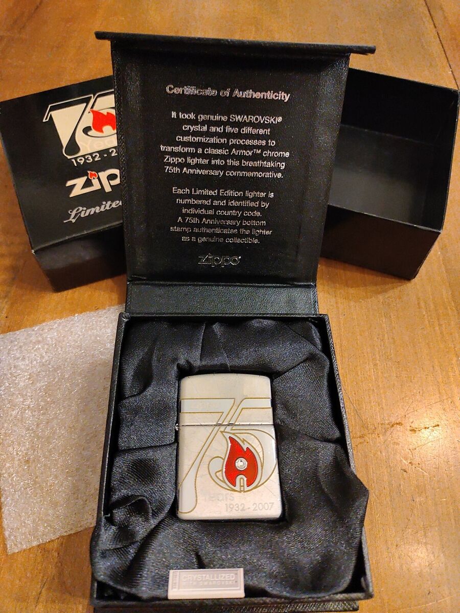 Zippo 75th Anniversary Lighter, Swarovski Crystal Limited Zippo 75th Anniversary Lighter, Swarovski Crystal Limited